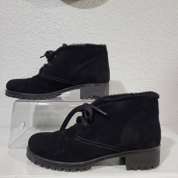 Prada Suede and Shearling Ankle Boots Size EU 39 / US 8.5 Black - Picture 2 of 9